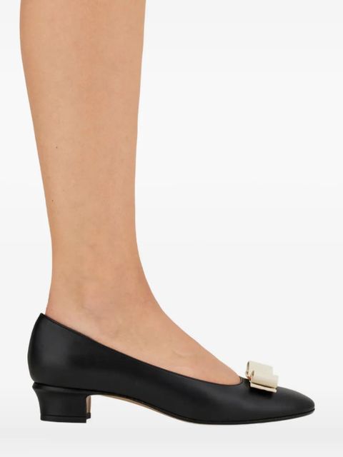 Ferragamo 30mm Vara bow-detail block-heel pumps - Black - zdjęcie produktu nr 2