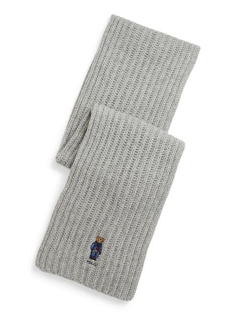 Polo Ralph Lauren szalik wełniany kolor szary gładki 455931877 - zdjęcie produktu nr 1