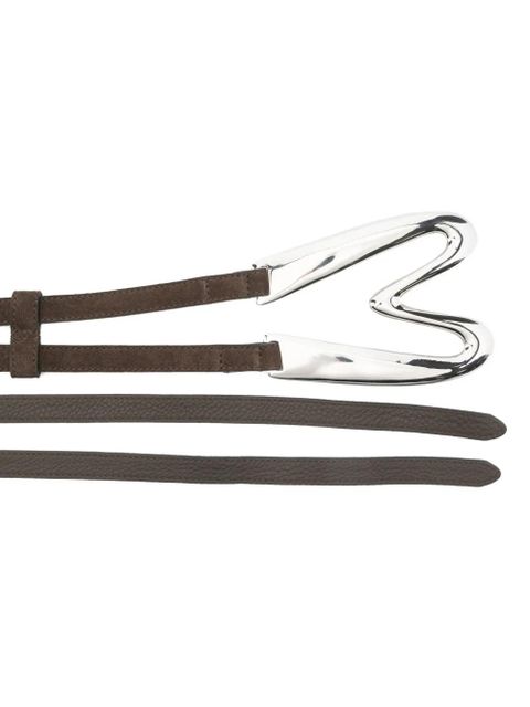 Moschino silver-tone buckle leather belt - Brown