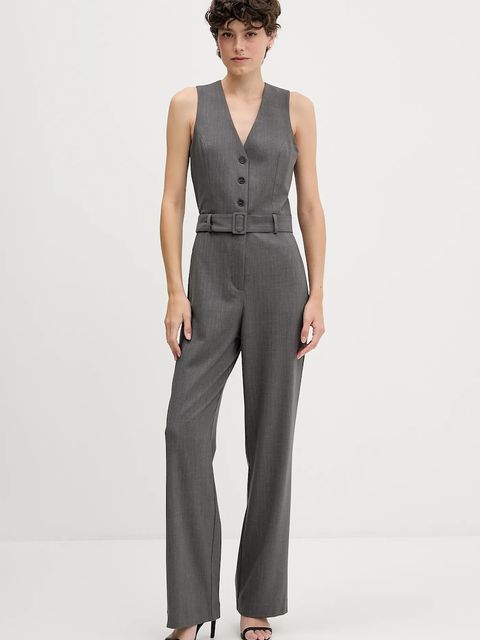 Sisley kombinezon kolor szary z dekoltem w szpic 41NDLT00P - zdjęcie produktu nr 1