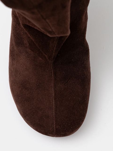 Answear.LAB kozaki zamszowe kolor brązowy na słupku