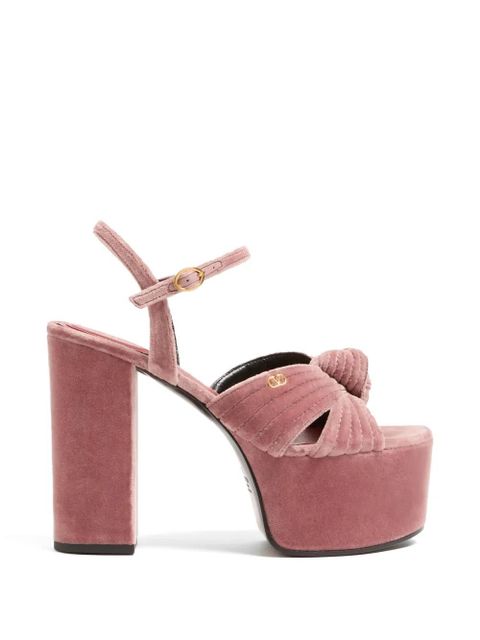 Valentino Garavani Crasher velvet platform sandals - Pink - zdjęcie produktu nr 1
