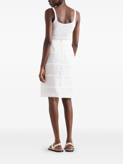 Prada embroidered linen skirt - White