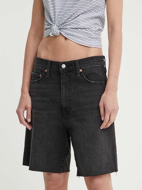 Levi's szorty jeansowe BERMUDA SHORT damskie kolor czarny gładkie high waist A8720 - zdjęcie produktu nr 1