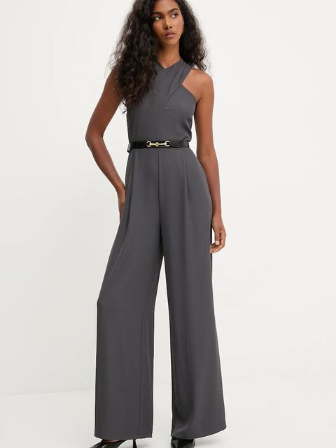 Answear.LAB kombinezon kolor szary z dekoltem w szpic - zdjęcie produktu nr 2