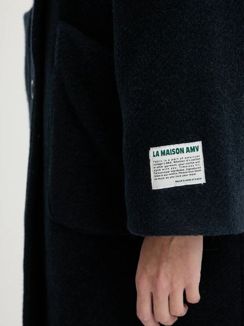 American Vintage płaszcz z dodatkiem wełny kolor granatowy ZIF17A