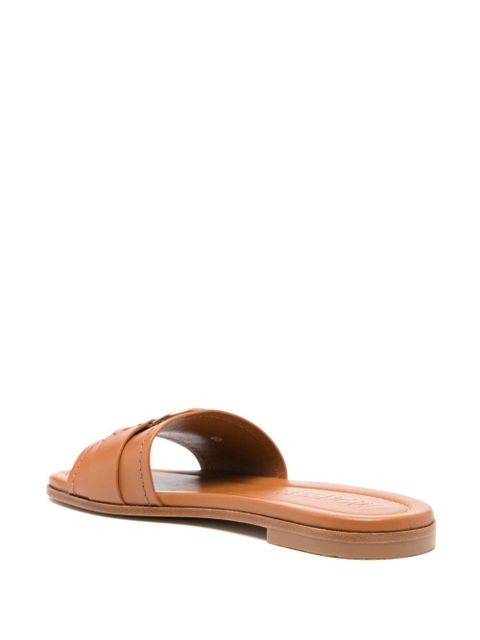 Moncler Bell leather slides - Brown