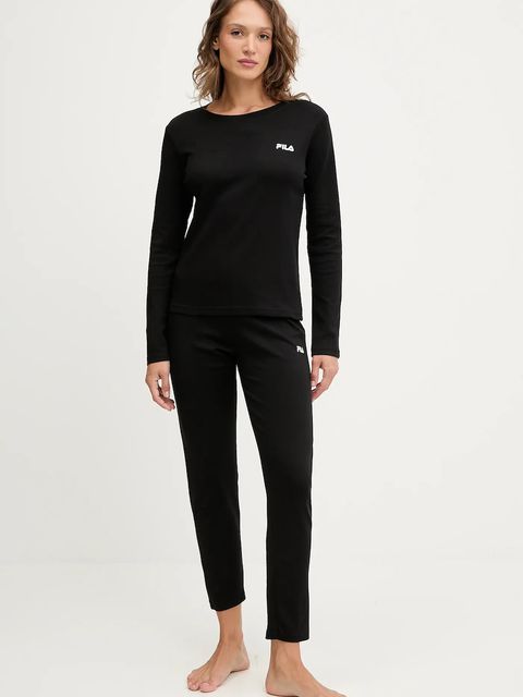 Fila piżama bawełniana kolor czarny bawełniana FPW4189 - zdjęcie produktu nr 1