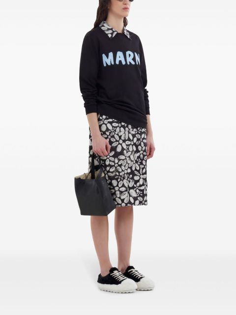 Marni logo print T-shirt - Black