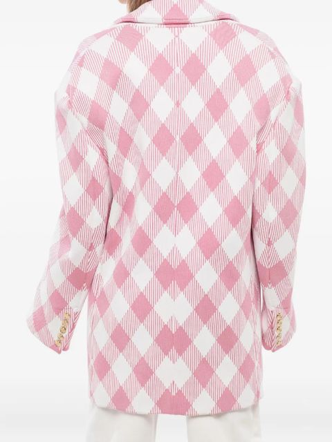 Balmain chech-print oversized coat - Pink