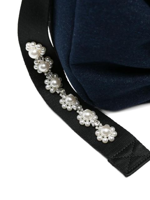 Simone Rocha bow pearl-embellished shoulder bag - Blue