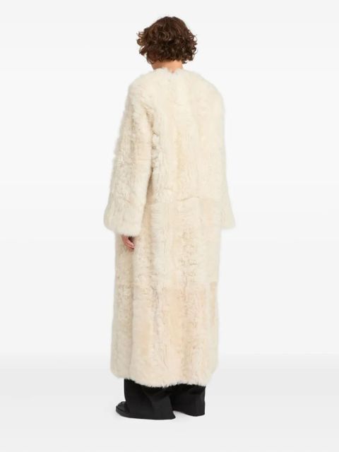 Yves Salomon Extra Long Toscana Lambskin coat - White