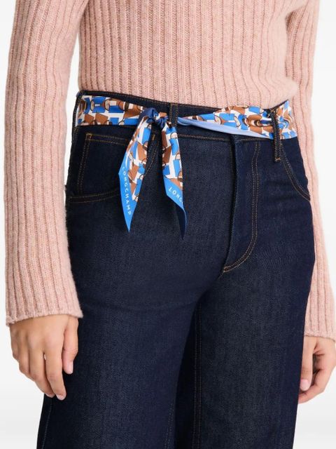 Longchamp Origami Le Pliage patterned silk scarf - Blue - zdjęcie produktu nr 2