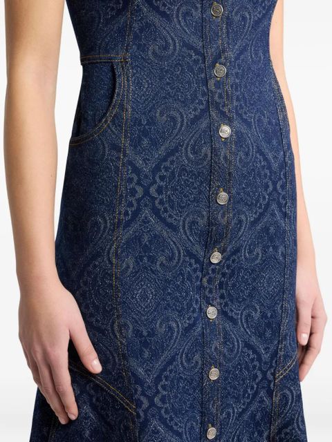 ETRO paisley-print denim dress - Blue