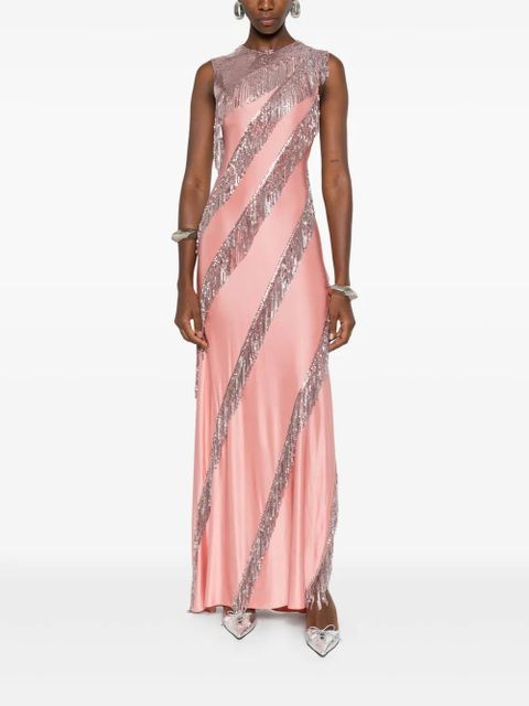 Rabanne sequin-fringe maxi dress - Pink