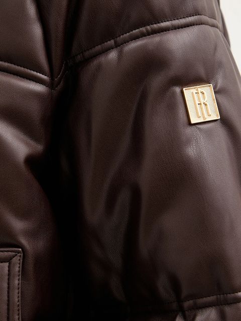 Fracomina kurtka kolor brązowy zimowa oversize FS25WC3002P41101