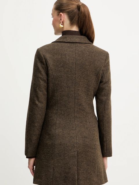 Silvian Heach płaszcz ALCEDO kolor brązowy GPA25012CP