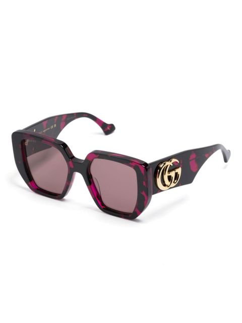 Gucci Eyewear logo-plaque oversize sunglasses - Purple - zdjęcie produktu nr 2