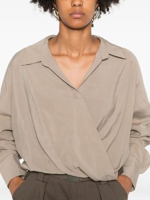 Eleh wrap-effect cotton blouse - Neutrals