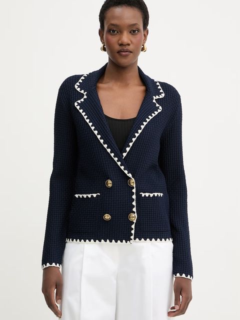 Luisa Spagnoli marynarka dwurzędowa damska z wiskozą Cosmica - zdjęcie produktu nr 1