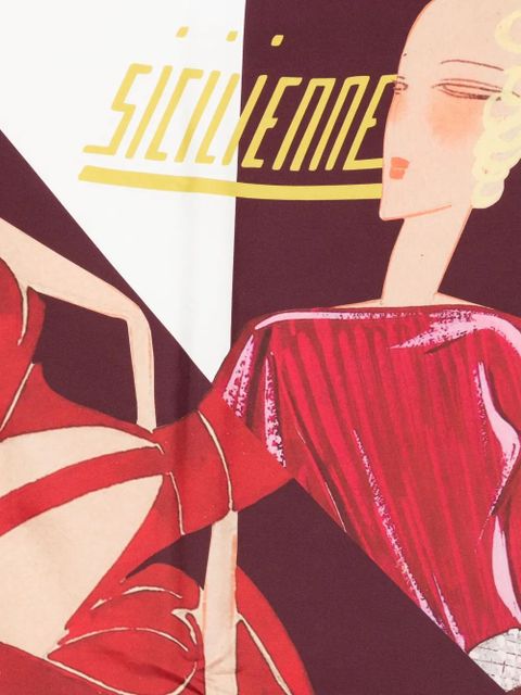 Lanvin illustration-print silk scarf - Red - zdjęcie produktu nr 2