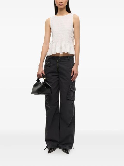 GANNI chambray seersucker top - White