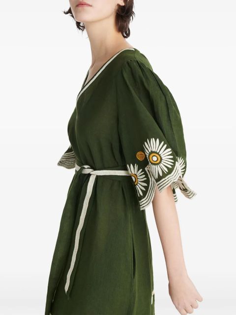 ERES Hortense floral-embroidered linen dress - Green