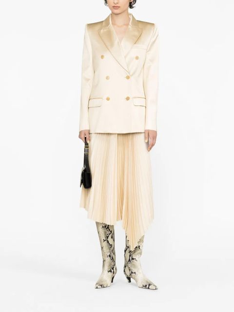 KHAITE Nathan satin double-breasted blazer - Neutrals