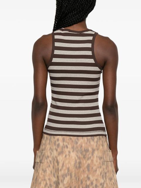 GANNI striped tank top - Brown