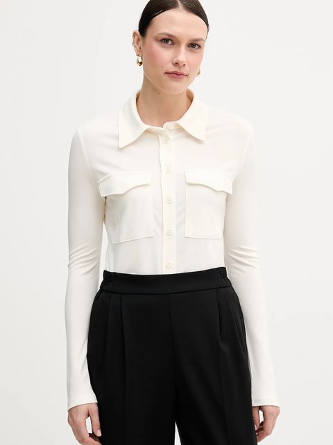 Sisley koszula damska kolor beżowy regular z kołnierzykiem klasycznym 54HXLQ09M - zdjęcie produktu nr 1