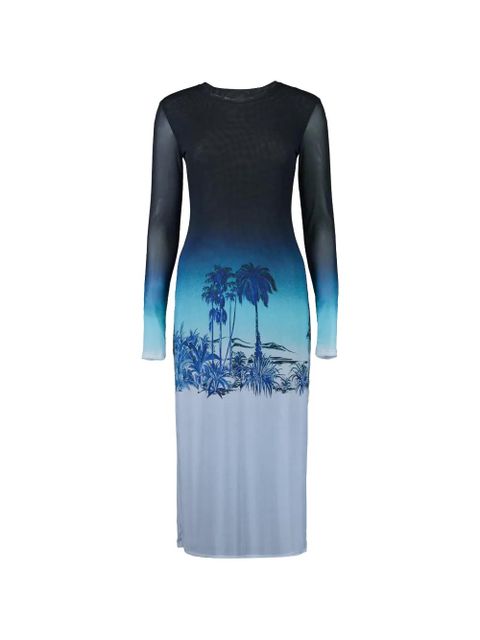 STAUD Raven long-sleeve print midi dress - Blue - zdjęcie produktu nr 1