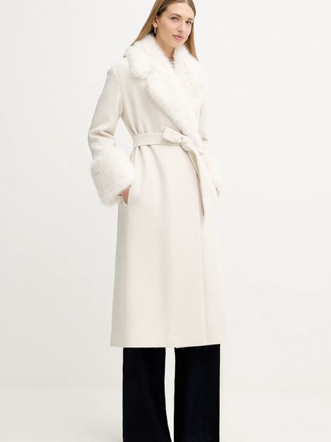 Twinset płaszcz z domieszką wełny kolor beżowy 252TT2040 - zdjęcie produktu nr 2