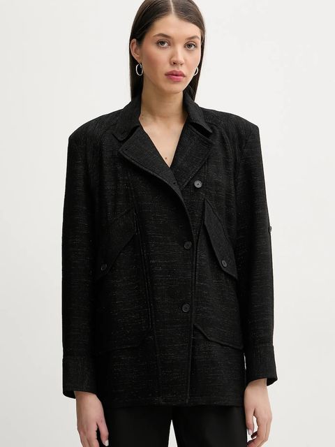 IRO marynarka z domieszką wełny kolor czarny oversize gładka WP100BILLAN - zdjęcie produktu nr 1