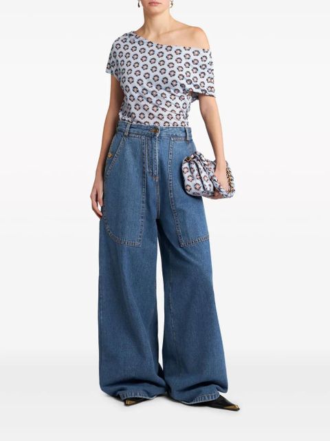 ETRO abstract-print asymmetric top - Blue - zdjęcie produktu nr 2