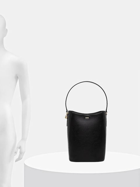 BOSS torebka skórzana kolor czarny 50552149