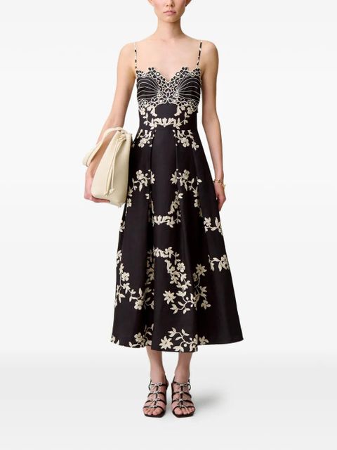 Claudie Pierlot floral-pattern embroidered midi dress - Black - zdjęcie produktu nr 2