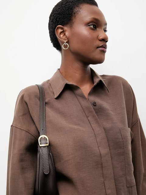 Answear.LAB koszula damska kolor brązowy relaxed z kołnierzykiem klasycznym - zdjęcie produktu nr 2