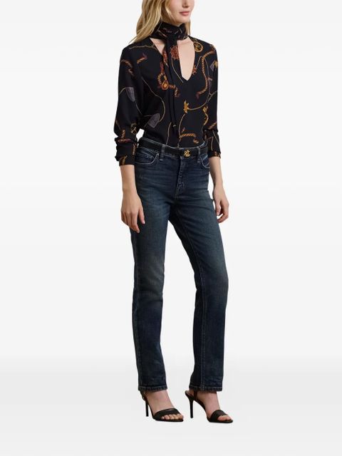 Lauren Ralph Lauren chain-print tie-neck blouse - Blue - zdjęcie produktu nr 2