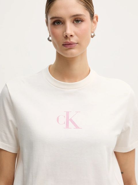 Calvin Klein Jeans t-shirt bawełniany damski kolor beżowy LV047E804G