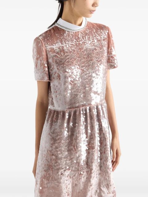 Prada sequined velvet mini-dress - Pink