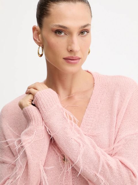 Fracomina kardigan z domieszką wełny damski kolor różowy FS25WT8006K50501