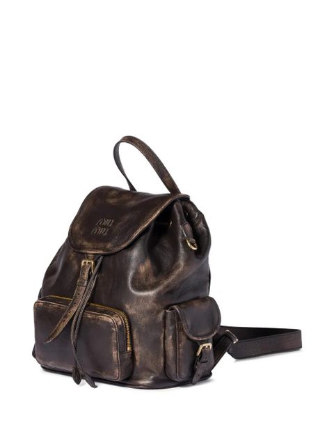 Miu Miu leather large backpack - Brown - zdjęcie produktu nr 2