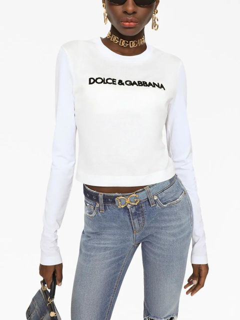 Dolce & Gabbana logo-lettering long-sleeve T-shirt - White