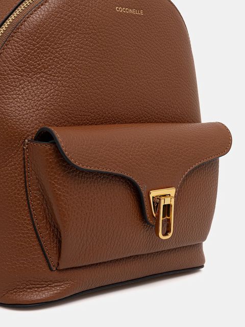 Coccinelle plecak skórzany damski kolor brązowy mały gładki E1.TFK.14.01.01