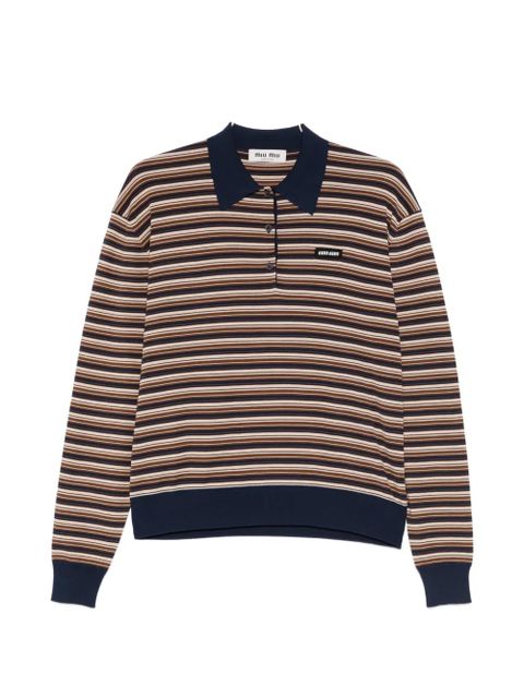 Miu Miu striped polo polo top - Brown - zdjęcie produktu nr 1