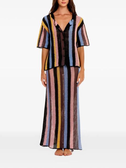 Agua By Agua Bendita Axel stripe crochet shirt - Black - zdjęcie produktu nr 1