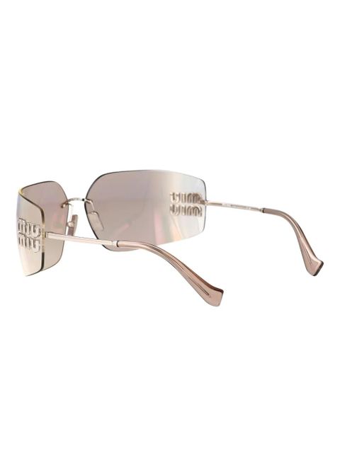 Miu Miu Eyewear logo-plaque geometric sunglasses - Silver - zdjęcie produktu nr 2