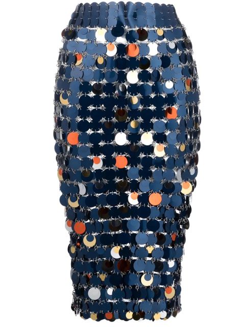 Rabanne paillette-chainmail pencil midi skirt - Blue - zdjęcie produktu nr 1
