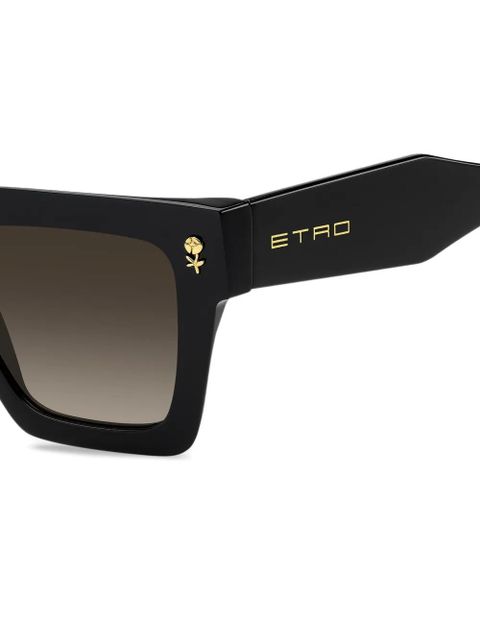 ETRO rose-embellished square sunglasses - Black
