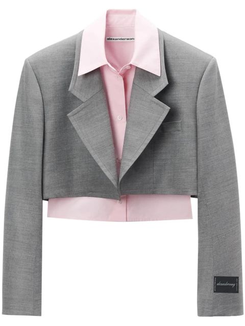 Alexander Wang layered cropped blazer - Grey - zdjęcie produktu nr 1